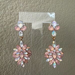 Chic Pink and Silver Crystal Earrings